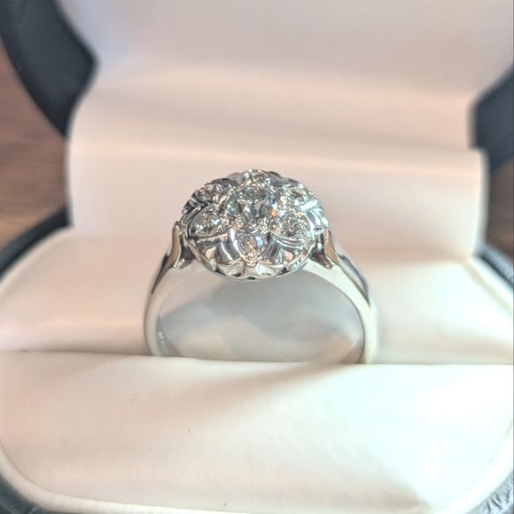 Gorgeous Vintage 14K Gold Floral Mine Cut Diamond Engagement Ring 1-1/4 CTW - Picture 10 of 13